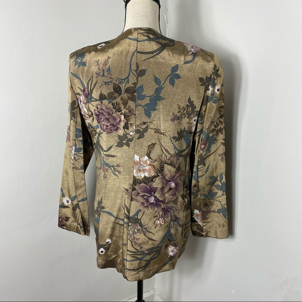 Vintage Sand Scripts Collarless One Button Blazer - image 5